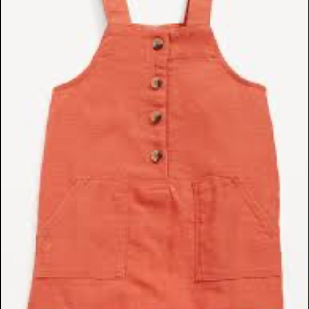 Kids Orange Button-Up Overalls linen blend 6-12months